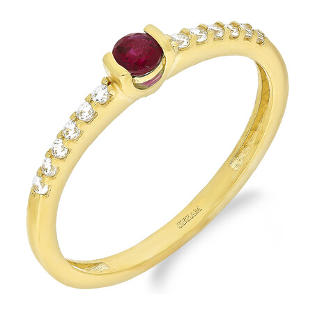 Pierścionek złoty ETERNO z czerwoną cyrkonią ZQ 503 RUB próba 375