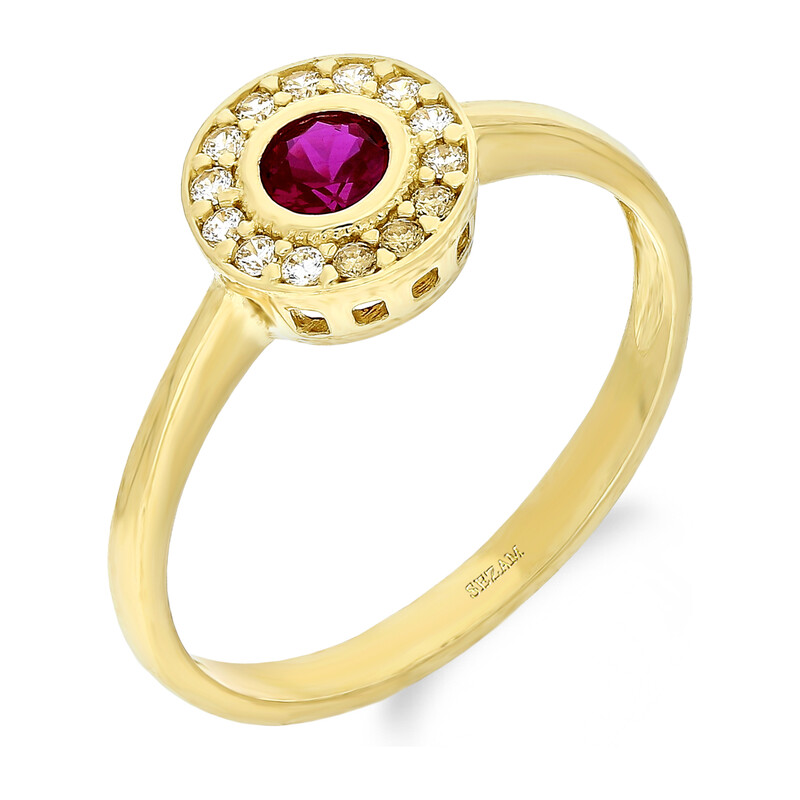 Pierścionek złoty okrągła czerwona cyrkonia  ZQ 510 RUB próba 585