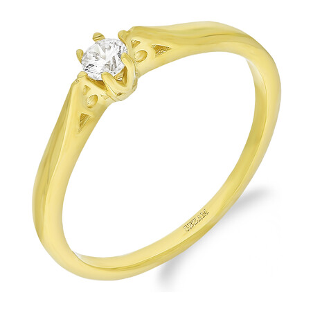 Pierścionek złoty SOLITER z cyrkonią 6ł ZQ 572 próba 585