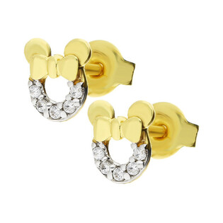 Kolczyki złote oponki z kokardką i cyrkoniami  MZ E-VY4-CZ próba 375