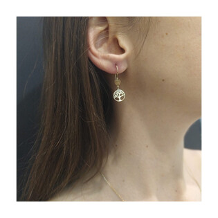 Kolczyki złote drzewko w kółku i serce blask/bigiel zamknięty S3 MODEL-14 próba 375