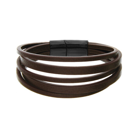 Bransoleta męska z brązowymi paskami Steelman MB A2428