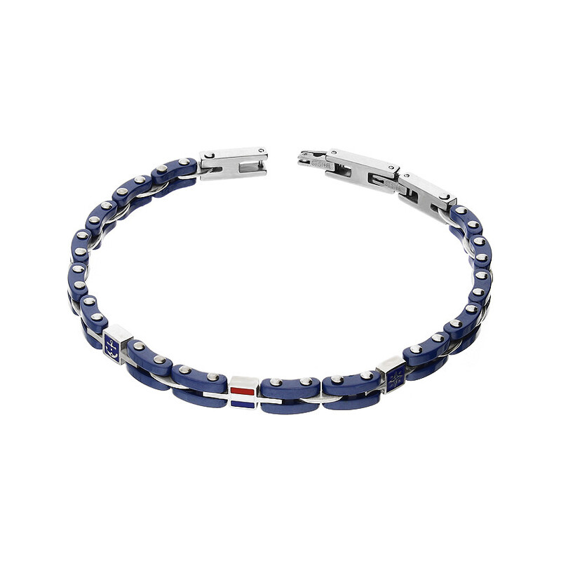 Bransoleta męska niebieski płotek z kotwicą, gwiazdką i flagą Steelman MB A2526