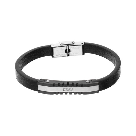 Bransoleta męska blaszka z ząbkami i cyrkoniami Steelman MB A3067