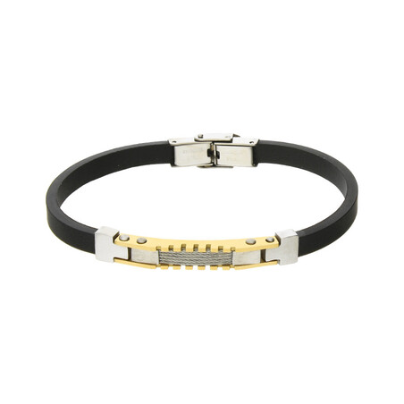 Bransoleta męska z pozłacaną blaszką i stalkami Steelman MB A3261