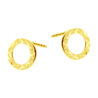 Kolczyki złote oponki grawerowane