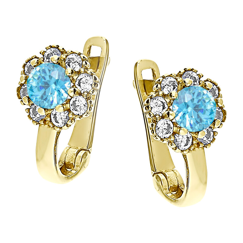 Kolczyki złote kwiatek z cyrkoniami próba 375