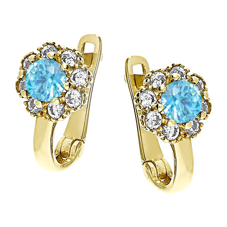 Kolczyki złote kwiatek z cyrkoniami próba 375