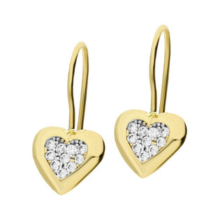 Kolczyki złote dla dziewczynki serce z cyrkoniami próba 375