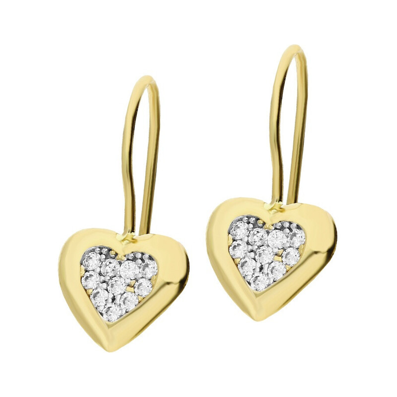 Kolczyki serce wys.cyr.gł.oprawa/bigiel MZ T5-E-CK1076-CZ próba 375