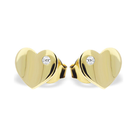 Kolczyki serce gładkie+cyrkonia/sztyft MZ T5-ES-189-CZ próba 375
