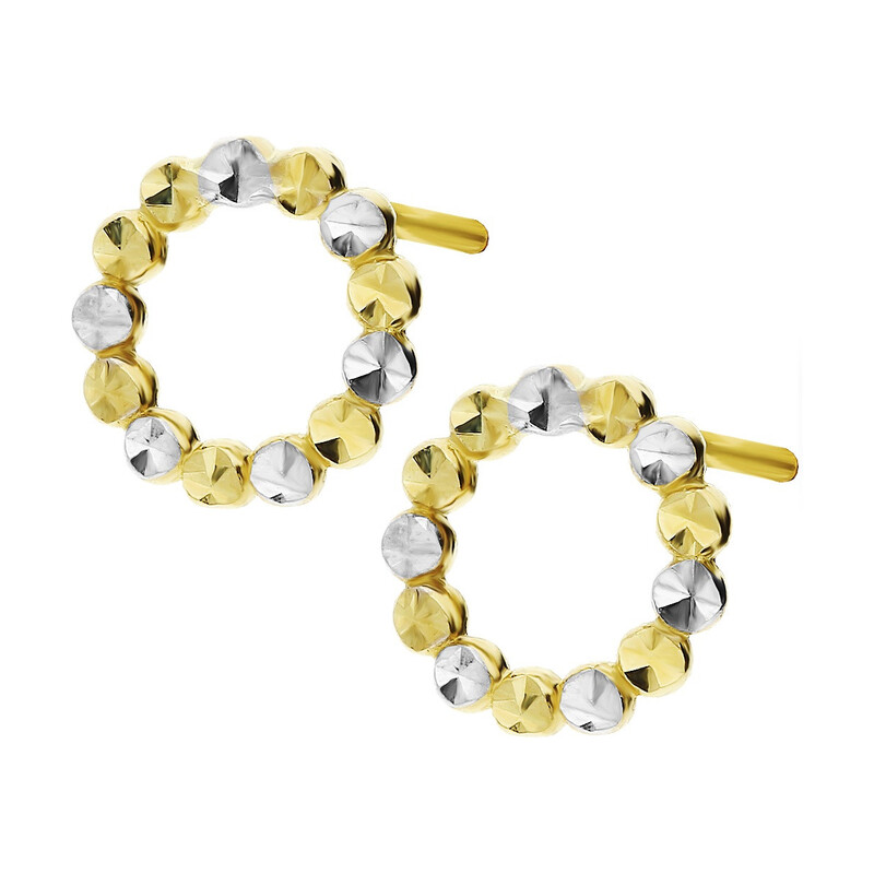 Kolczyki złote kółko grawerowane w dwóch kolorach/sztyft AR X3E212995-YW-DC próba 375