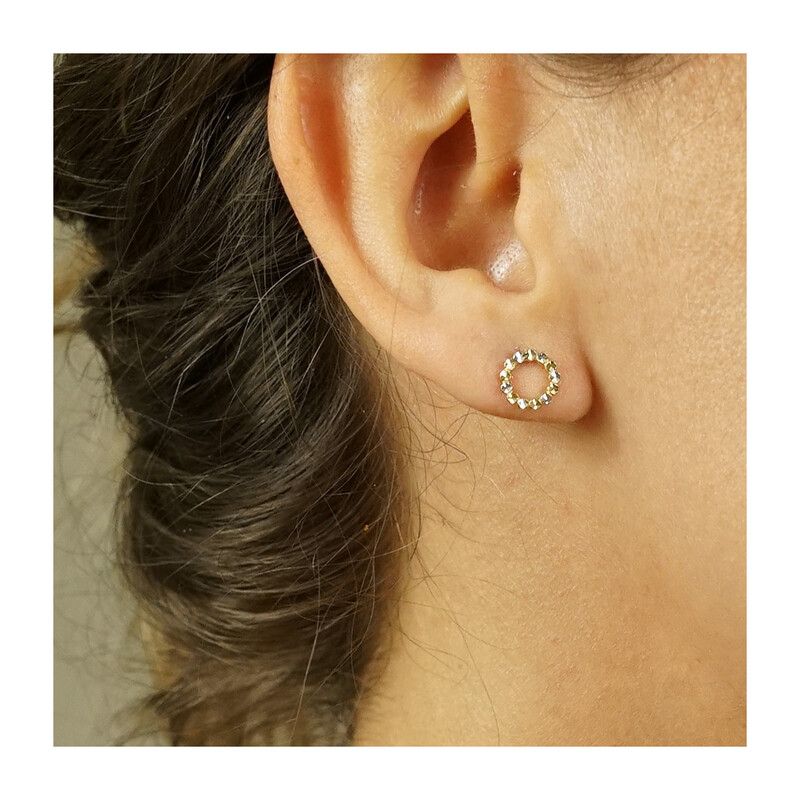 Kolczyki złote kółko grawerowane w dwóch kolorach/sztyft AR X3E212995-YW-DC próba 375