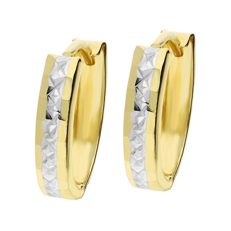 Kolczyki złote owalne kółka z ozdobnym grawerem/ang.zap. AR X6SH290007-YW próba 585