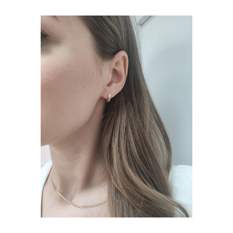 Kolczyki złote owalne kółka z ozdobnym grawerem/ang.zap. AR X6SH290007-YW próba 585