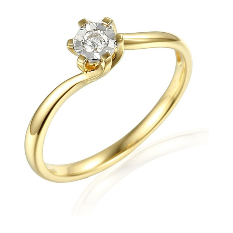 Złoty pierścionek zaręczynowy SOLITER Magic z diamentem AW 54800 YW próba 585 Sezam - 1