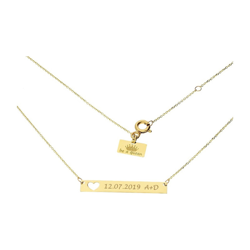 Naszyjnik złoty blaszka z sercem nr RU RU009 próba 585 Sezam - 1