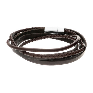 Bransoleta męska brązowe warkocze, rzemyki i paski Steelman MB A2632