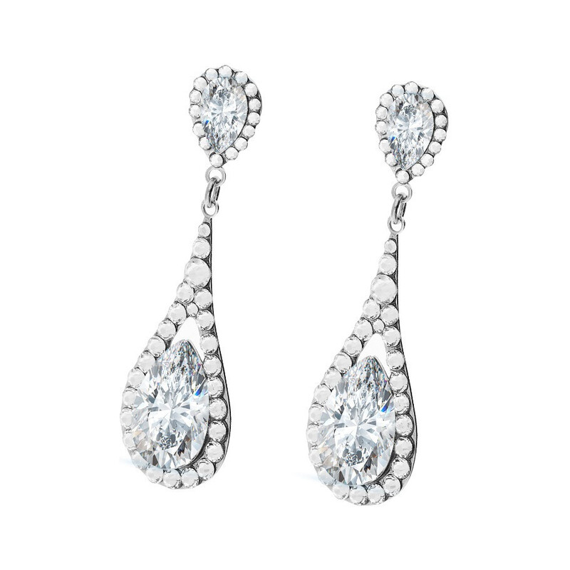 Srebrne kolczyki wiszące GRACE z kryształami Swarovski RD 742-1 crystal próba 925