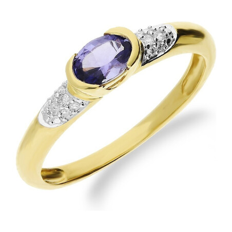 Pierścionek tanzanit 0,46ct+bryl 0,05ct RSV0266 TZN owal próba 585
