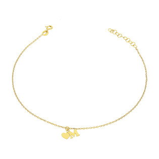 Bransoleta pozłacana na nogę serce z literką M TB 17315 M z sercem bl-anker próba 925