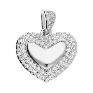 Serduszko srebrne do zawieszenia z białymi cyrkoniami TB 19379 próba 925