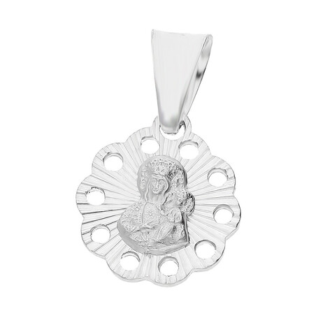 Medalik srebny z wizerunkiem Matki Boskiej Częstochowskiej w kwiatku nr MV MD069 próba 925    