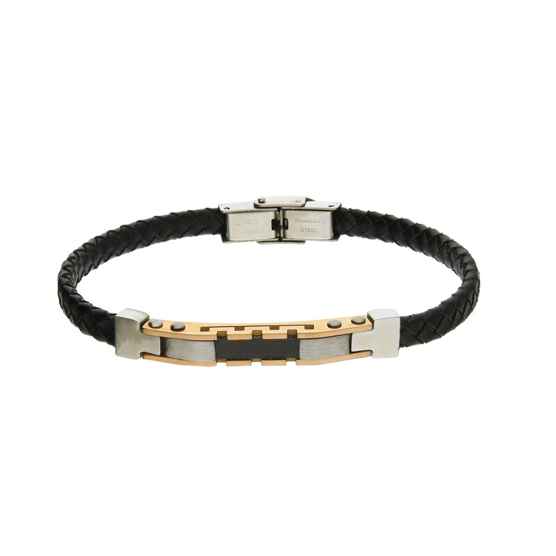 Bransoleta męska blaszka rose z ząbkami i karbonem Steelman MB A3263