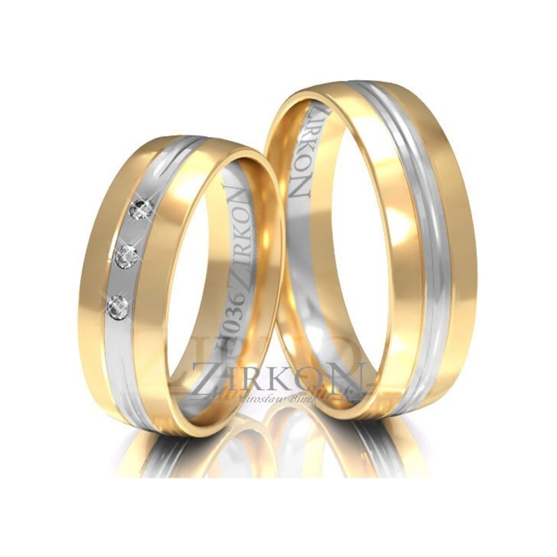 Obrączki ślubne dwukolorowe z diamentami - JubilerSezam.pl