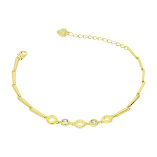 Bransoleta pozłacana koła ramki i białe cyrkonie A01029 GOLD próba 925