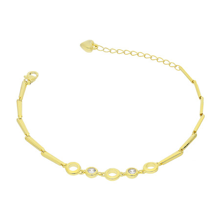 Bransoleta pozłacana koła ramki i białe cyrkonie A01029 GOLD próba 925
