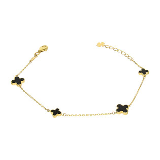 Bransoleta złota koniczynki z czarną masą perłową/rolo AR FOR6B0802-VIII-AC próba 375