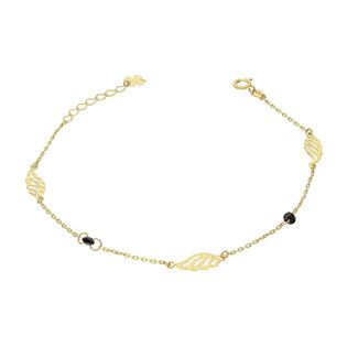 Bransoletka złota ażurowe skrzydła i czarne cyrkonie fasetowane