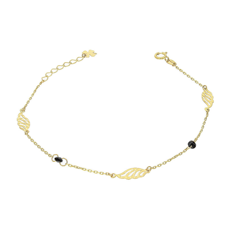 Bransoleta złota ażurowe skrzydła i czarne cyrkonie/rolo AR FOR6B1230-II-1-DC próba 585