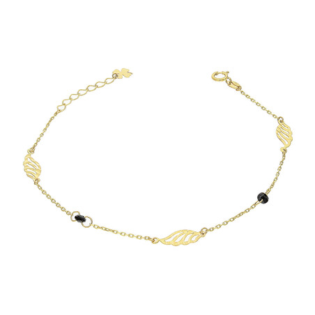 Bransoleta złota ażurowe skrzydła i czarne cyrkonie/rolo AR FOR6B1230-II-1-DC próba 585