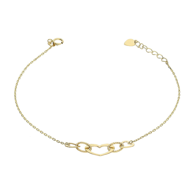 Bransoleta złota trzy serca/rolo AR VX5FOR6B6048-IX próba 585