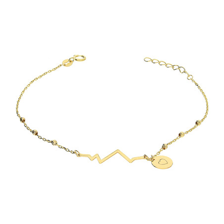 Bransoleta złota puls i blaszka z sercem/rolo+kulki AR VX5FOR6B7890-II-DC próba 375