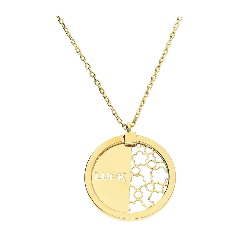Naszyjnik złoty koło z napisem LUCK/rolo AR VX5FOR6N8060-III próba 375