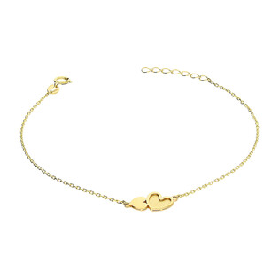 Bransoleta złota złączone serca satynowe i blask/rolo AR X5FOR6B8160-II-CM próba 375