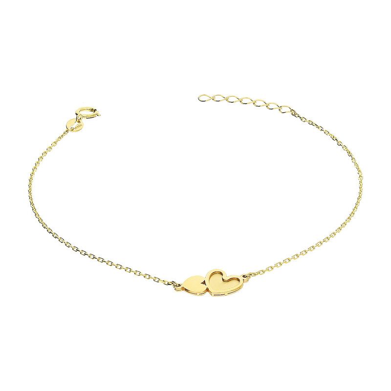 Bransoleta złota złączone serca satynowe i blask/rolo AR X5FOR6B8160-II-CM próba 375