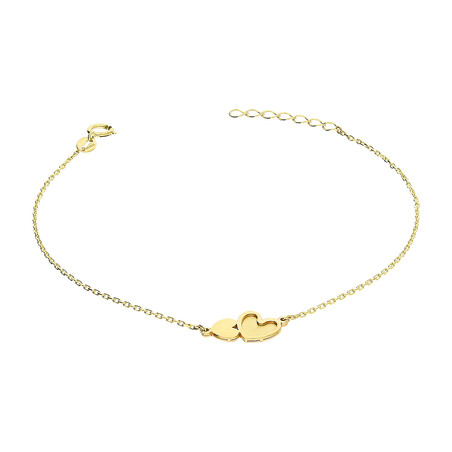 Bransoleta złota złączone serca satynowe i blask/rolo AR X5FOR6B8160-II-CM próba 375