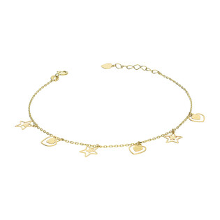 Bransoleta złota wiszące gwiazdki i serca/rolo AR X6FOR6B6034-IX próba 375