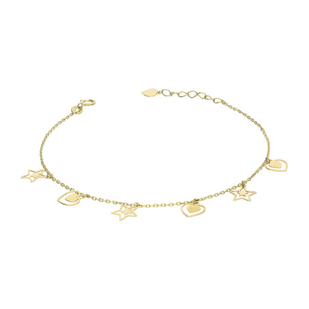 Bransoleta złota wiszące gwiazdki i serca/rolo AR X6FOR6B6034-IX próba 375