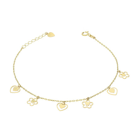 Bransoleta złota wiszące kwiatki i serca/rolo AR X6FOR6B6041-X próba 585