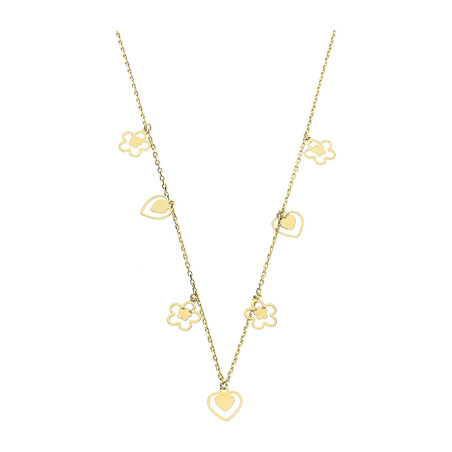 Naszyjnik złoty wiszące kwiatki i serca/rolo AR X6FOR6N6041-X próba 585