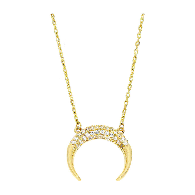 Naszyjnik złoty półksiężyc z dwoma rzędami cyrkonii/rolo AR XXFFOR6N6169-II-FCZ próba 585