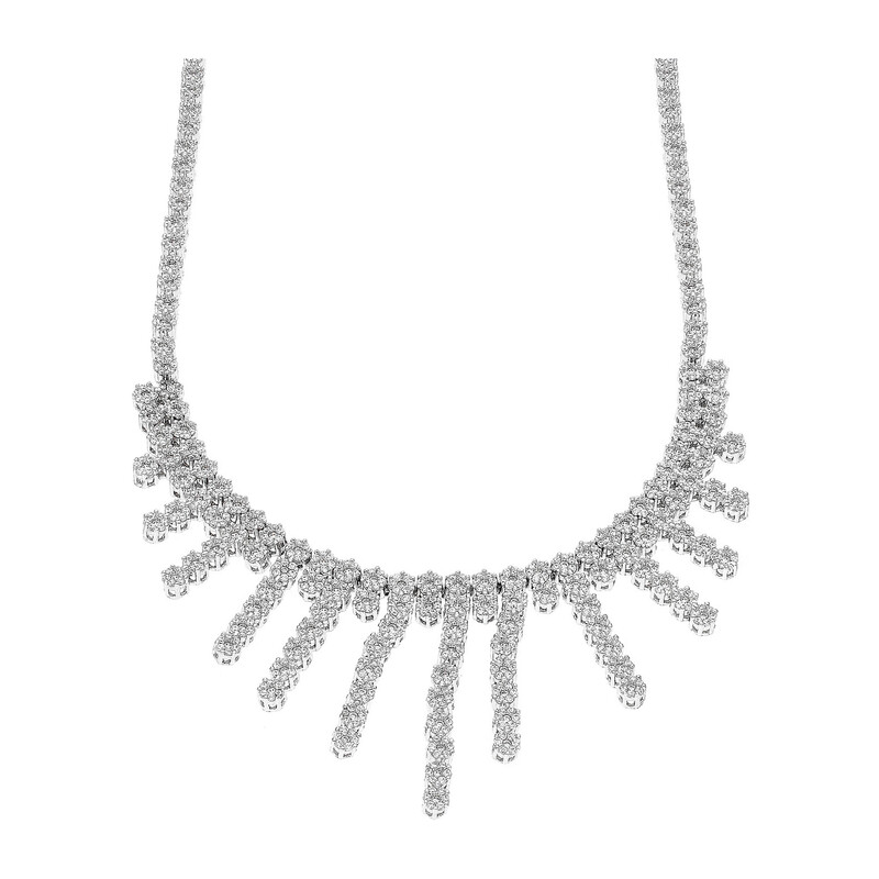 Naszyjnik srebrny rząd cyrkonii w kształcie kwiatów PA A0872-1 próba 925