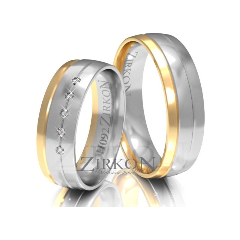 Obrączki ślubne dwukolorowe z diamentami - JubilerSezam.pl