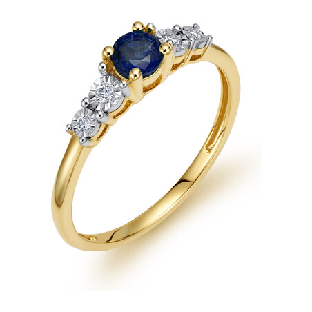 Pierścionek złoty szafir i białe diamenty LC JR12111Y-SAP Line Magic próba 585