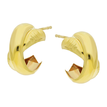 Kolczyki złote półkółka z plecionką/sztyft AR XXHE13530-DC próba 375